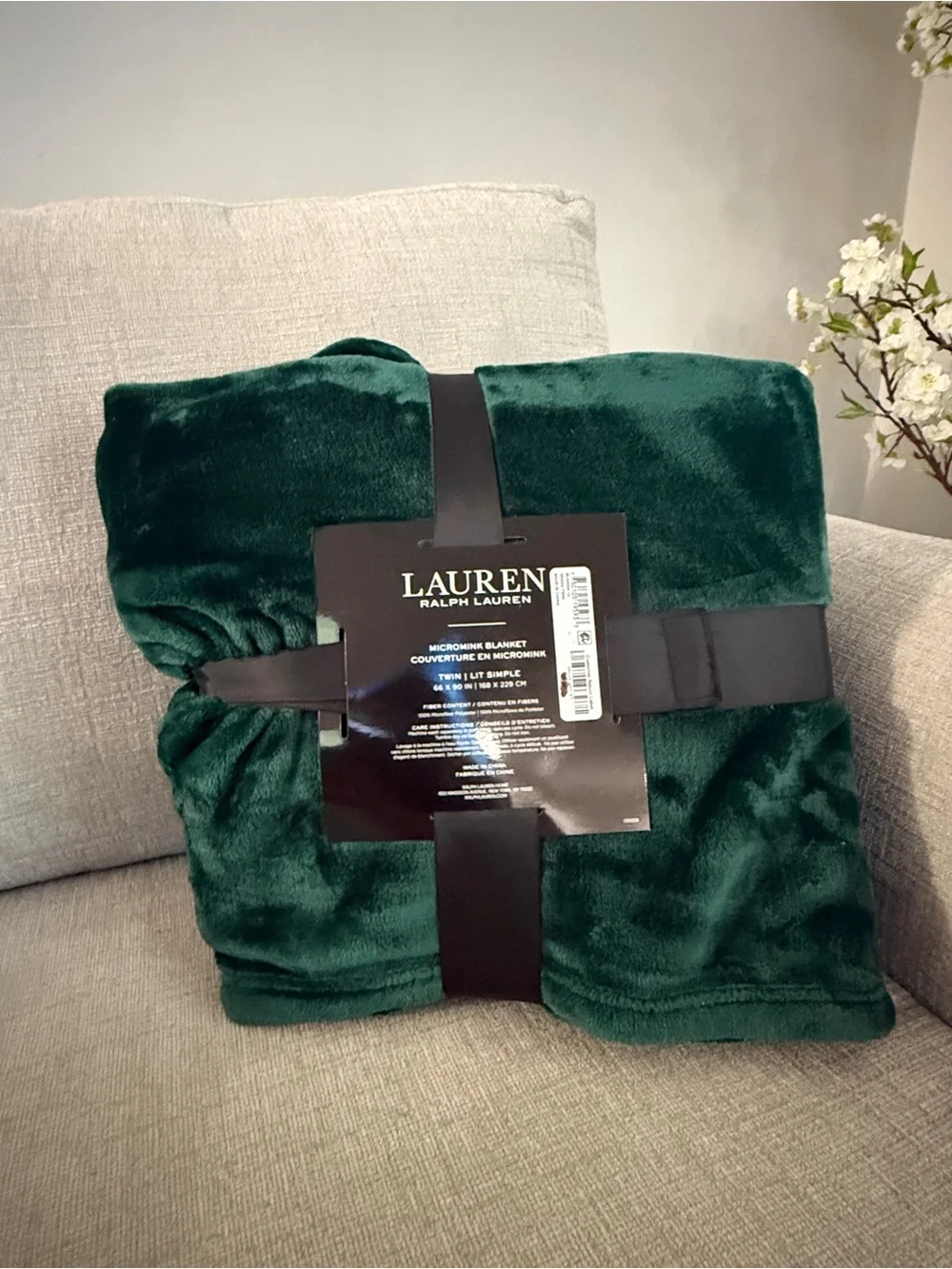 LAUREN Ralph Lauren Deep Emerald Plush Throw Blanket